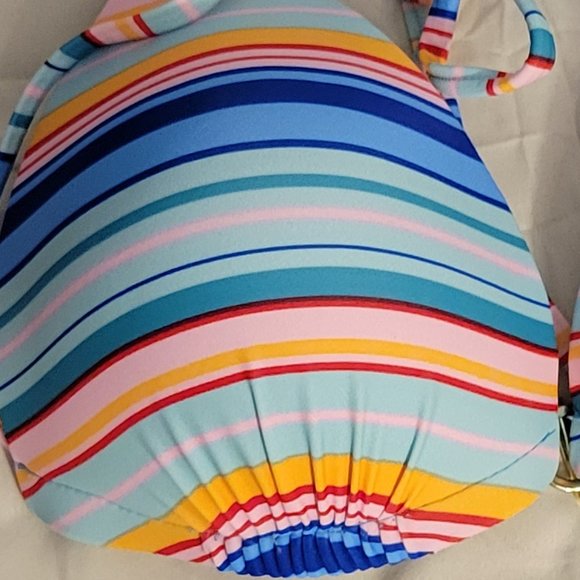 COLORFUL STRIPED BIKINI TOP - Picture 2 of 7
